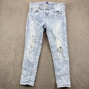 Gap‎ Denim Light Wash Floral Print Distressed Girlfriend Jeans Womens 28 Regular